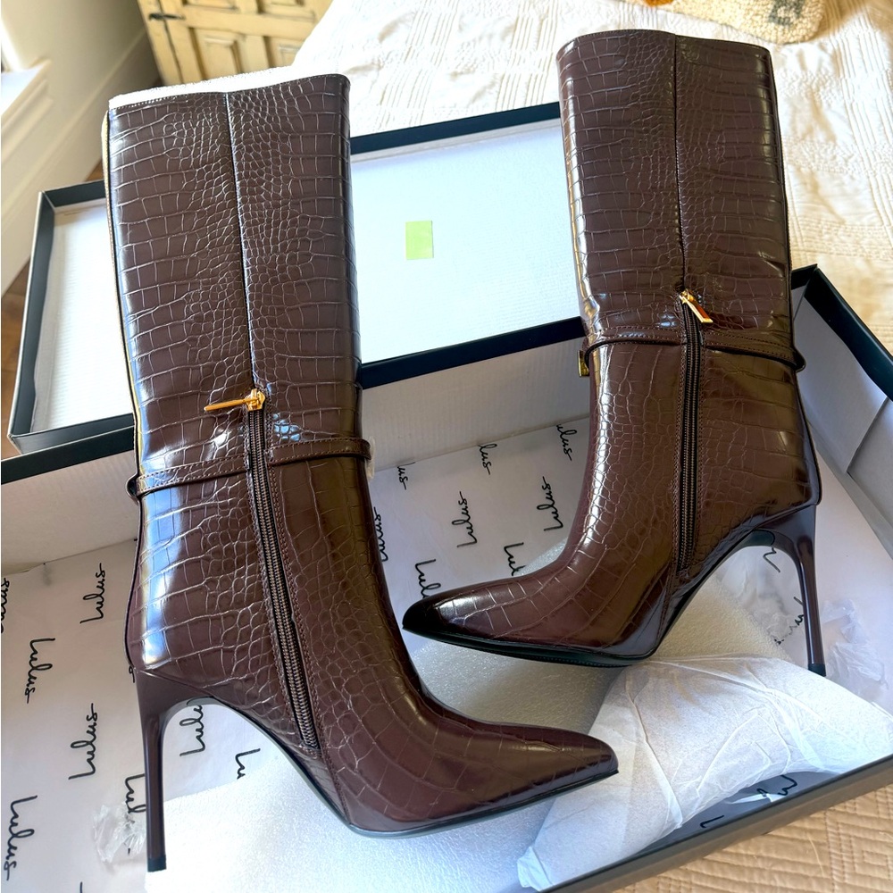 Lulus Brown Stiletto Boots size 7